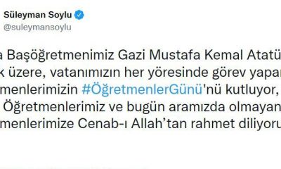 İçişleri Bakanı Soylu’dan Öğretmenler Günü mesajı